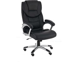 Bureaustoel - Kantoorstoel - Duurzaam - Gewatteerd - Kunstleer - Mat zwart - 67x74x122 cm