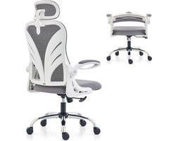 Bureaustoel – Kantoorstoel – Gamestoel – Stoel – Computerstoel – Ergonomisch Design – Opvouwbare Rugleuning & Armleuningen – Ademend Mesh Zitting – 2D Verstelbare Hoofdsteun – Extra Breed Zitvlak 52 cm