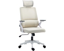 Bureaustoel-kantoorstoel - in hoogte verstelbaar - 1 hoofdsteun - 60 x 61 x 121,5 cm-beige