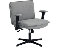 Bureaustoel – Kantoorstoel – Werkstoelen – Draaistoel – Bureaustoel Met Opklapbare Armleuningen – Verstelbare Hoogte – 360° Draaibaar – Stevige Metalen Basis – Handmatige Kantelrug – Linnen Stof Grijs