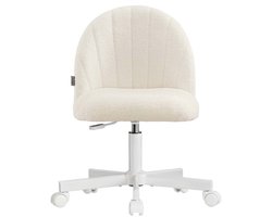 Bureaustoel Kaptafelstoel Draaistoel 60 x 60 x 73-88 cm Crèmewit Verstelbare hoogte 360° draaibaar Comfortabele pluche stof Hoge dichtheid schuimvulling Stevige basis Geschikt voor thuiskantoor, slaapkamer en kleedkamer