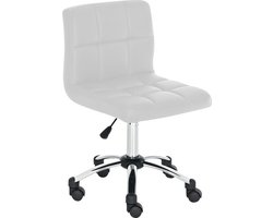 Bureaustoel - Kruk - Design - In hoogte verstelbaar - Gewatteerd - Wit - 44x90x37 cm