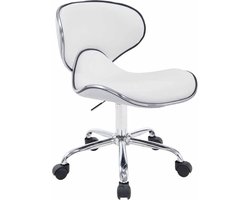 Bureaustoel - Kruk - Design - Rugleuning - Kunstleer - Wit - 47x50x87 cm