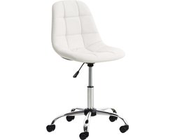 Bureaustoel - Kruk - Scandinavisch design - In hoogte verstelbaar - Stof - Wit - 47x35x91 cm