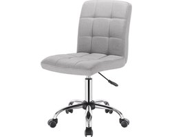 Bureaustoel linnen - verstelbaar & ergonomisch - modern design zonder armleuning - lichtgrijs - 42x91 cm