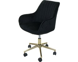 Bureaustoel MCW-J62, bureaustoel bureaustoel fauteuil stoel, fluweel met armleuningen gouden voet ~ zwart