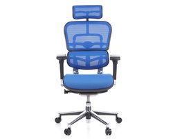 Bureaustoel - Met Armleuning - Netstof - Blauw - Ergonomisch