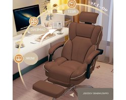 Bureaustoel met Hoofdsteun - Directiestoel Ergonomisch - Comfortabel Zitten - Verstelbare Rugleuning - 180 kg Draagvermogen - Bruin