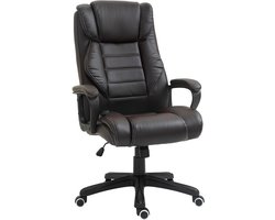Bureaustoel met massagefunctie - in hoogte verstelbare directiestoel - ergonomische draaistoel - 6 vibratiepunten - bruin