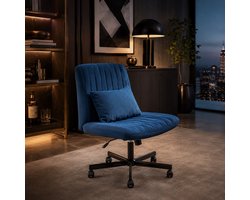 Bureaustoel met rugleuning - bureaustoelen voor volwassenen - Ergonomische bureaustoel - 360 graden draaibaar - Verstelbare rugleuning - Elastisch zitkussen - blauw