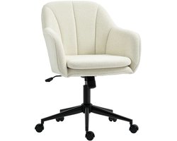 Bureaustoel Met Stoffen Bekleding In Fluweeloptiek, Make-up Stoel Met Gebogen Rugleuning, Voor Slaapkamer, Woonkamer, Beige