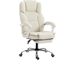 Bureaustoel met verstelbare rugleuning - bureaustoel - in hoogte verstelbare draaistoel met voetensteun - 64 x 73 x 120 cm - beige