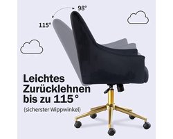 Bureaustoel – Office Chair – Draaistoel – Werkstoel – Stud Stoel – Verstelbare Hoogte – Zachte Velvet Bekleding – Met Wieltjes – Geschikt tot 150 kg