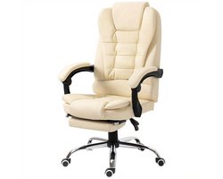 Bureaustoel – Office Chair – Ergonomische Stoel – Draaistoel – Desk Chair – Verstelbare Hoogte – Kantelfunctie – Comfortabele Armleuningen – Crèmekleur