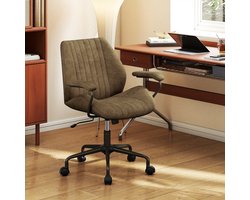 Bureaustoel – Office Chair – Kantoorstoel – Gamestoel – Draaistoel – Ergonomisch Design – Verstelbare Armleuningen – Zacht Gewatteerde Rugleuning – Stevig Metalen Onderstel – Olijfgroen