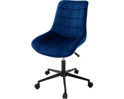Bureaustoel op wielen blauw met fluwelen bekleding en metalen frame ML design
