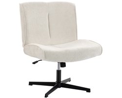 Bureaustoel relaxstoel 75x63x82-90cm Wit Metaal eenpersoonsbankstoel stoel leesstoel met verstelbare hoogte 360° draaifunctie eenvoudig ontwerp praktisch en mooi geschikt voor woonkamer slaapkamer en kantoor