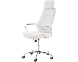 Bureaustoel - Stoel - Design - Gewatteerd - Kunstleer - Wit - 59x57x128 cm