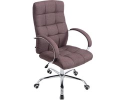 Bureaustoel - Stoel - Design - Verstelbaar - Gebogen armleuning - Stof - Bruin - 60x66x128 cm
