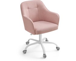 Bureaustoel – Thuis – In Hoogte Verstelbaar – Ademende Stof – Roze – Comfortabel en Stijlvol