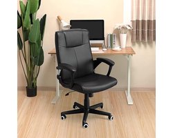 Bureaustoel van Pu, Sluitvast, In Hoogte Verstelbare Draaistoel met Ergonomisch Design, Zwart