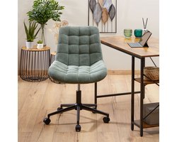 Bureaustoel VASILO in groen, in hoogte verstelbaar van koord met 5 dubbele wielen