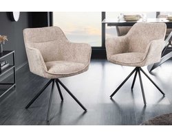 Bureaustoel VERONA champagne beige structuurstof met armleuning metalen poten zwart - 44158