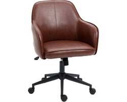 Bureaustoel, Verstelbaar in Hoogte, Draaibaar, Kunstleer, 58,5 x 62 x 91 cm, Bruin
