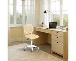 Bureaustoel Verstelbaar - Studie Stoel - Thuiswerken Kantoor - Armloos Ontwerp - 44x40x87 cm - Morandi Geel