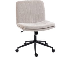 Bureaustoel voor thuis-bureaustoel met linnenlook-in hoogte verstelbaar-draaibare stoel met gekruiste poten en schommelfunctie - beige