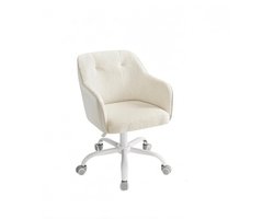 Bureaustoel voor thuis Computerstoel Draaistoel Make-up stoel Loungestoel 64×64×83-93 cm Beige In hoogte verstelbaar Comfortabele gebogen rugleuning en armleuningen Ademend huidvriendelijk materiaal Eenvoudig te monteren