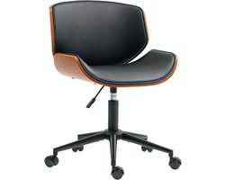 Bureaustoel voor thuisgebruik-gemaakt van kunstleer-in hoogte verstelbaar en draaibaar-draagvermogen tot 135 kg-52 x 54 x 74-84 cm-zwart + walnootbruin