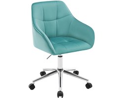 Bureaustoel - Werkstoel - Stoelen - Verstelbare Hoogte - Armleuningen - Comfortabele Zitting - Velvet - 360° Draaibaar - Ergonomische - Turkoois Fluweel
