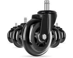 Bureaustoel Wielen 10mm Compatibel Met IKEA Stoelen - Set Van 5 Rubberen Wielen Voor Parket En Laminaat - Zwenkwielen Voor Bureaustoel Met Schroef