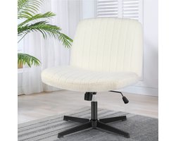 Bureaustoel Wit Fluweel – Velvet Draaistoel met Wielen – Verstelbare Ergonomische Stoel – Luxe Comfortabele Kantoorstoel voor Thuis & Make-up Tafel