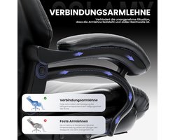 Bureaustoel XXL Ergonomisch – House&Garden Directiestoel Luxe Leer – Extra Brede Zitting 59 cm – Belastbaar tot 181 kg – Hoge Rugleuning – Verstelbare Armleuningen – Kantelbaar 90°–120° – Ergonomische Kantoor & Thuiswerk Stoel – Zwart