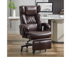 Bureaustoel - XXL - Ergonomische Directiestoel met Massage en Verwarming - PU-leder - Bruin