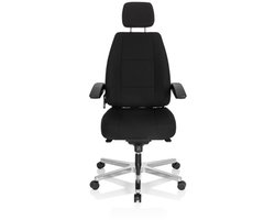 Bureaustoel XXL - Met Armleuning - Lange/Zware Mensen - Stof - Zwart - Ergonomisch