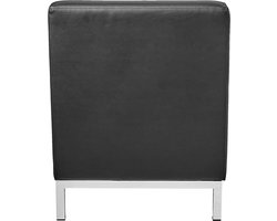 Bureaustoel Zonder Armleuningen 71,1 x 58,4 x 76,2 cm – Luxe Kunstleren Design Stoel met Verchroomde Basis, Ergonomische Zitcomfort & Duurzame Boxspring Zitting – Zwart