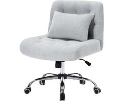 Bureaustoel zonder armleuningen, draaistoel, linnen bureaustoel met lendensteun, make-up stoel met wielen, fauteuil voor slaap-/studeerkamer, draagvermogen 160 kg