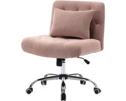 Bureaustoel zonder armleuningen, draaistoel, linnen bureaustoel met lendensteun, make-up stoel met wielen, fauteuil voor slaap-/studeerkamer, draagvermogen 160 kg