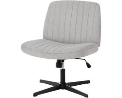 Bureaustoel zonder armleuningen – Stoffen draaistoel met brede zitting voor kleermakerszit, hoogte verstelbaar, 360° draaibaar, grijs