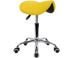 Bureaustoel-zwenkbare werkkruk Rol kruk Kantoorkruk met zadelzitting geel-Geel