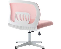 bureaustoelen zonder armleuningen, leesfauteuils met brede kussens, woonstoelen om in kleermakerszit te zitten, wipfunctie, hoogteverstelbaar, 360° draaibaar- Roze