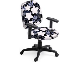 Bureaustoelhoezen Set - Stoelhoezen - Kantoor Decoratie - Bloemen Patroon - 2 Delig - Paars