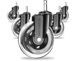Bureaustoelwielen set van 5 voor 1-KEA bureaustoelen - Rubber en stille wielen voor harde vloeren