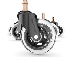 Bureaustoelwielen Set - Zachte Rubberen Wielen - Vloerbescherming - Specifiek voor IKEA stoelen - Set van 5 stuks - Zwart