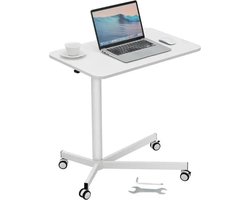 Bureautafel - Bureautafel voor Volwassenen - Bureautafel voor Computer - Computer bureau - Computer Tafel - Laptoptafel - Gaming Bureau - Gasveer - Hoogteverstelbaar - Zit-sta bureau - met wielen - Draagbaar - Rollende laptoptafel - 29.1x18.9in - Wit