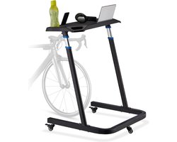 bureautafel hoogte verstelbaar - laptoptafel met wielen - 88-125 cm - fietstafel - zwart