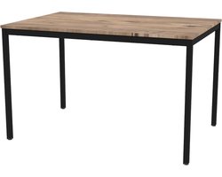 Bureautafel Kantinetafel - Vergaderbureau Werktafel - Multifunctioneel Gebruik - Melamine Blad Metaalonderstel - 75x120x80 cm - Bruin Zwart